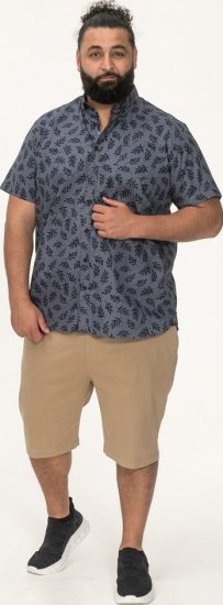 D555 Kettering Hawaiian Leaf AOP Short Sleeve Button Down Collar Shirt Denim - Camicie - Camicie Taglie Forti Uomo