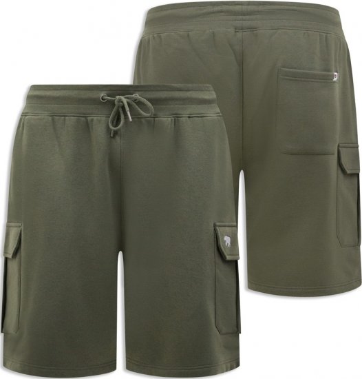 D555 Wigan 1 Elasticated Waist Fleece Cargo Shorts Khaki - Pantaloni & pantaloncini tuta - Pantaloni Tuta Uomo Taglie Forti
