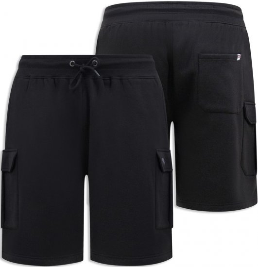 D555 Wigan 2 Elasticated Waist Fleece Cargo Shorts Black - Pantaloni & pantaloncini tuta - Pantaloni Tuta Uomo Taglie Forti