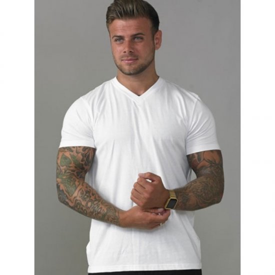 D555 Signature V-neck T-shirt White - Magliette - Magliette Uomo Taglie Forti