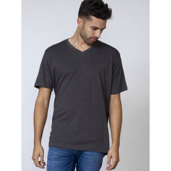 D555 Signature V-neck T-shirt Charcoal - Magliette - Magliette Uomo Taglie Forti