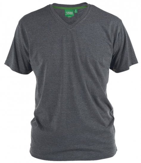 D555 Signature V-neck T-shirt Charcoal - Magliette - Magliette Uomo Taglie Forti