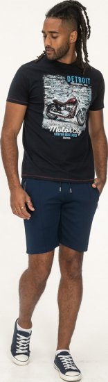 D555 Knowle Detroit Motor Bike Printed Crew Neck T-Shirt Navy - Magliette - Magliette Uomo Taglie Forti