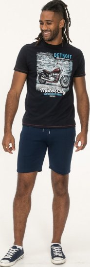 D555 Knowle Detroit Motor Bike Printed Crew Neck T-Shirt Navy - Magliette - Magliette Uomo Taglie Forti