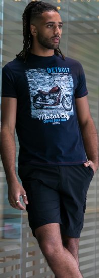 D555 Knowle Detroit Motor Bike Printed Crew Neck T-Shirt Navy - Magliette - Magliette Uomo Taglie Forti