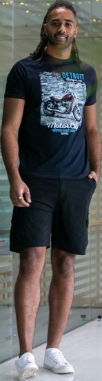 D555 Knowle Detroit Motor Bike Printed Crew Neck T-Shirt Navy - Magliette - Magliette Uomo Taglie Forti