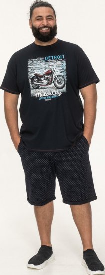 D555 Knowle Detroit Motor Bike Printed Crew Neck T-Shirt Navy - Magliette - Magliette Uomo Taglie Forti