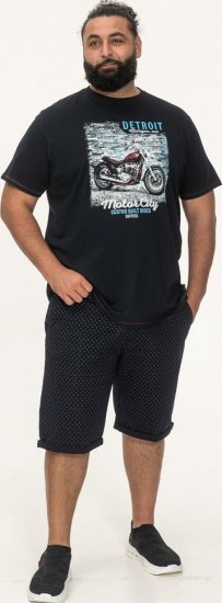 D555 Knowle Detroit Motor Bike Printed Crew Neck T-Shirt Navy - Magliette - Magliette Uomo Taglie Forti