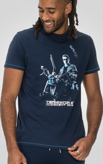D555 Cameron Official Terminator Printed Crew Neck T-Shirt Dark Navy - Magliette - Magliette Uomo Taglie Forti