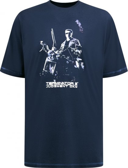 D555 Cameron Official Terminator Printed Crew Neck T-Shirt Dark Navy - Magliette - Magliette Uomo Taglie Forti