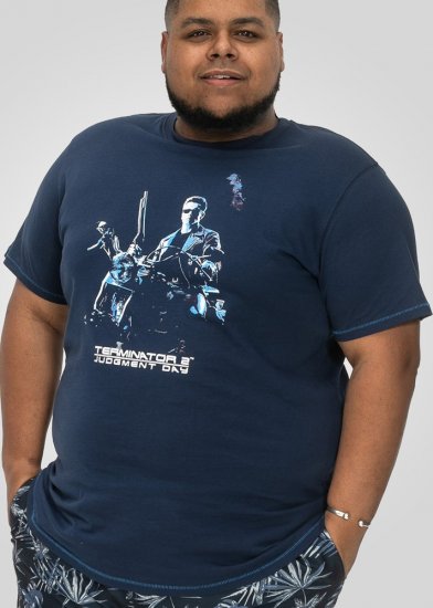 D555 Cameron Official Terminator Printed Crew Neck T-Shirt Dark Navy - Magliette - Magliette Uomo Taglie Forti