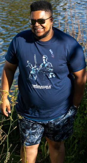 D555 Cameron Official Terminator Printed Crew Neck T-Shirt Dark Navy - Magliette - Magliette Uomo Taglie Forti