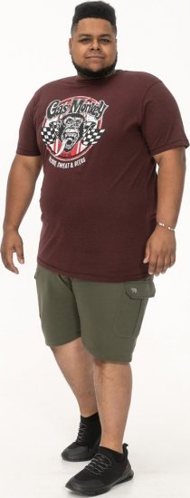 D555 Loughborough Official Gas Monkey Crew Neck T-Shirt Burgundy Black Twist - Magliette - Magliette Uomo Taglie Forti
