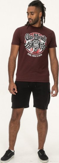 D555 Loughborough Official Gas Monkey Crew Neck T-Shirt Burgundy Black Twist - Magliette - Magliette Uomo Taglie Forti