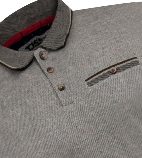 D555 Holyhead Polo testurizzata con taschino sul petto grigio - Polo - Polo Uomo Taglie Forti