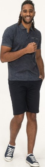 D555 Uttoxeter AOP Leaf Print Short Sleeve Polo Denim - Polo - Polo Uomo Taglie Forti