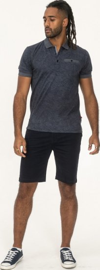 D555 Uttoxeter AOP Leaf Print Short Sleeve Polo Denim - Polo - Polo Uomo Taglie Forti
