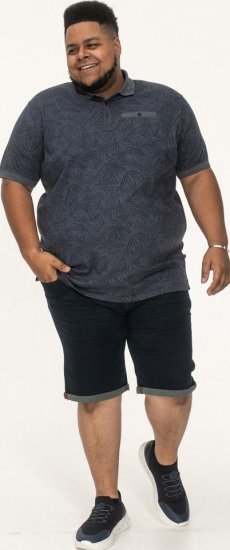 D555 Uttoxeter AOP Leaf Print Short Sleeve Polo Denim - Polo - Polo Uomo Taglie Forti