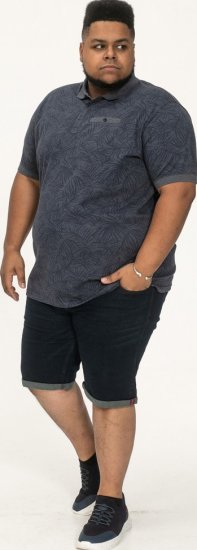D555 Uttoxeter AOP Leaf Print Short Sleeve Polo Denim - Polo - Polo Uomo Taglie Forti