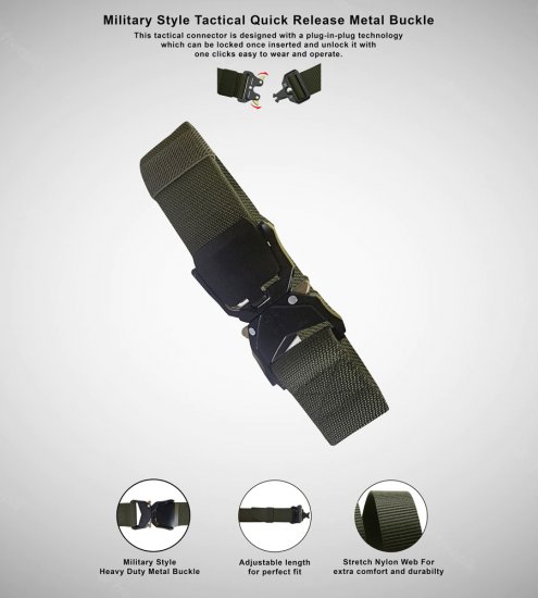 D555 Dale Tactical Stretch Webbing Belt with Heavy Duty Quick Release Buckle Khaki - Cinture - Cintura Uomo Taglie Forti