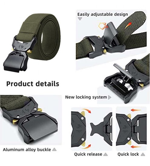 D555 Dale Tactical Stretch Webbing Belt with Heavy Duty Quick Release Buckle Khaki - Cinture - Cintura Uomo Taglie Forti