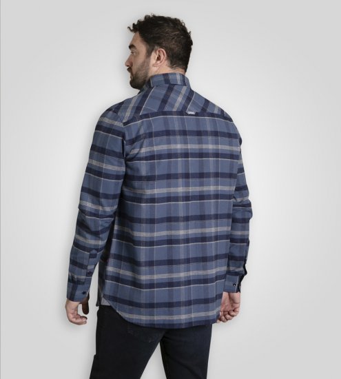 D555 Shrewsbury Long Sleeve with Chest Pocket Blue/Navy Check - Camicie - Camicie Taglie Forti Uomo