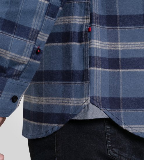 D555 Shrewsbury Long Sleeve with Chest Pocket Blue/Navy Check TALL SIZES - Camicie - Camicie Taglie Forti Uomo