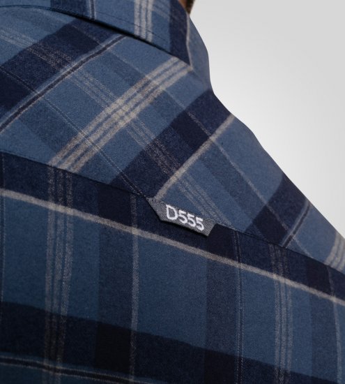 D555 Shrewsbury Long Sleeve with Chest Pocket Blue/Navy Check - Camicie - Camicie Taglie Forti Uomo