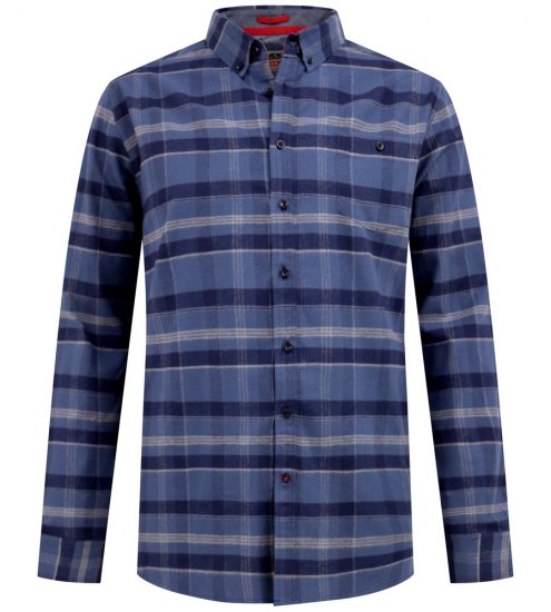 D555 Shrewsbury Long Sleeve with Chest Pocket Blue/Navy Check - Camicie - Camicie Taglie Forti Uomo