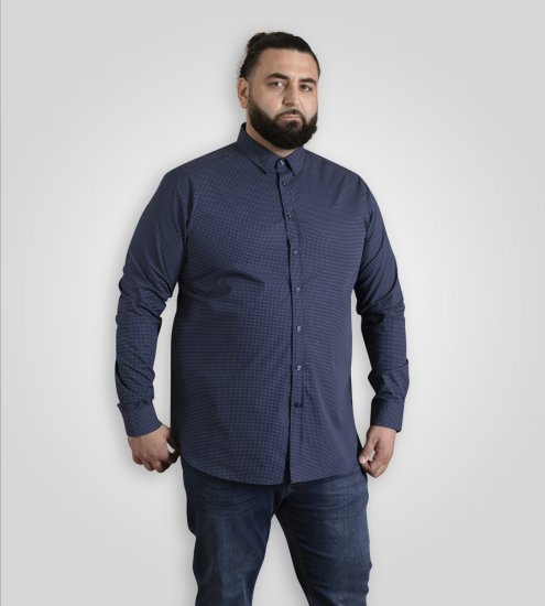 D555 Middlesbrough Long Sleeve AOP Micro Blue Shirt Navy - Camicie - Camicie Taglie Forti Uomo
