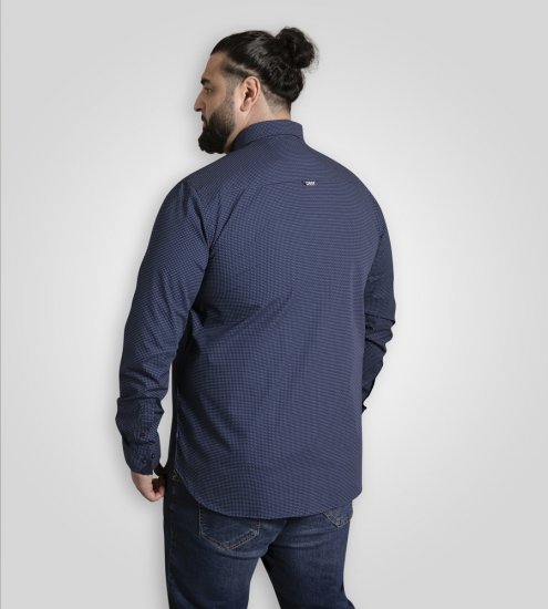 D555 Middlesbrough Long Sleeve AOP Micro Blue Shirt Navy - Camicie - Camicie Taglie Forti Uomo