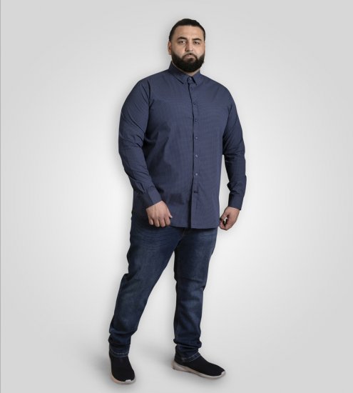D555 Middlesbrough Long Sleeve AOP Micro Blue Shirt Navy - Camicie - Camicie Taglie Forti Uomo