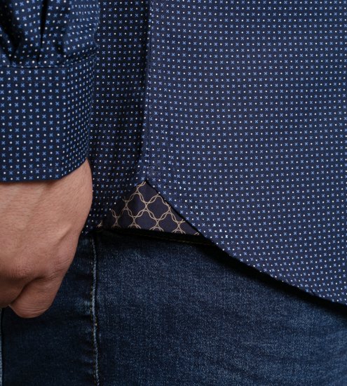 D555 Middlesbrough Long Sleeve AOP Micro Blue Shirt Navy - Camicie - Camicie Taglie Forti Uomo