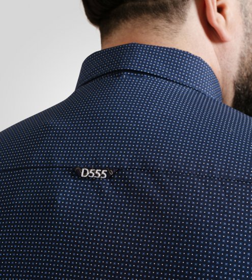 D555 Middlesbrough Long Sleeve AOP Micro Blue Shirt Navy - Camicie - Camicie Taglie Forti Uomo
