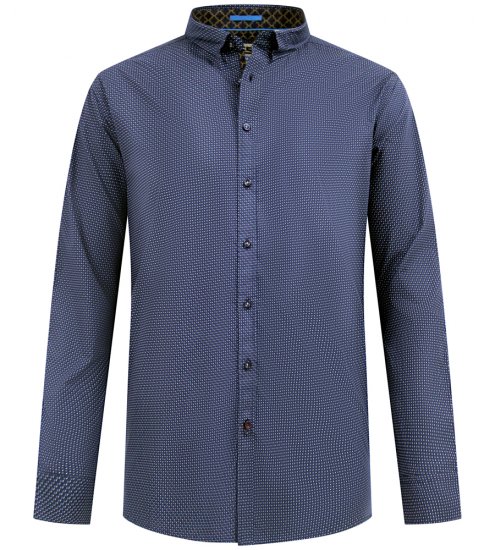 D555 Middlesbrough Long Sleeve AOP Micro Blue Shirt Navy - Camicie - Camicie Taglie Forti Uomo