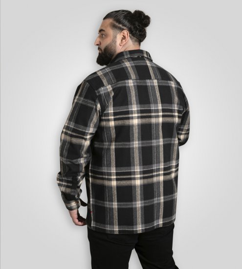 D555 Falkirk Long Sleeve Heavy Shacket Overshirt Black/Grey TALL SIZES - Camicie - Camicie Taglie Forti Uomo