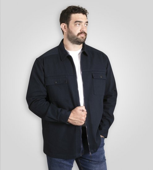 D555 Cleveley Long Sleeve Heavy Shacket Overshirt Navy - Camicie - Camicie Taglie Forti Uomo