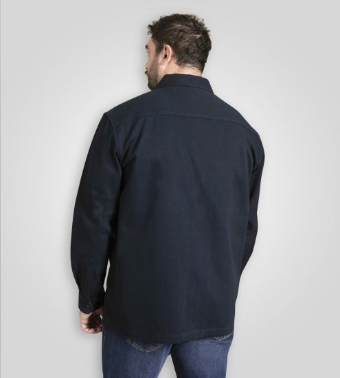 D555 Cleveley Long Sleeve Heavy Shacket Overshirt Navy - Camicie - Camicie Taglie Forti Uomo