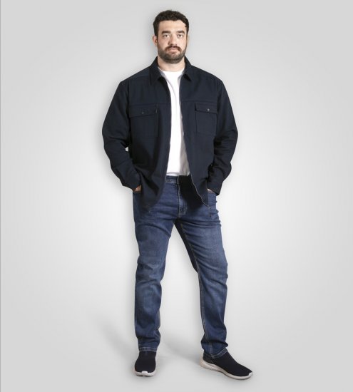 D555 Cleveley Long Sleeve Heavy Shacket Overshirt Navy - Camicie - Camicie Taglie Forti Uomo