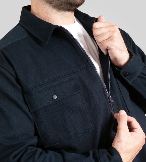 D555 Cleveley Long Sleeve Heavy Shacket Overshirt Navy - Camicie - Camicie Taglie Forti Uomo