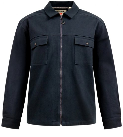 D555 Cleveley Long Sleeve Heavy Shacket Overshirt Navy - Camicie - Camicie Taglie Forti Uomo