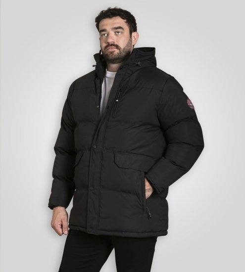 D555 Wolverhampton Quilted Padded Jacket with Hood Black - Giubbotti - Giubbotti Uomo Taglie Forti