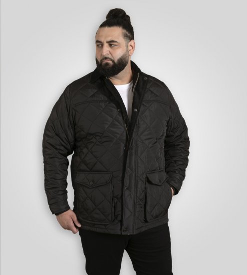 D555 Harborough Quilted Jacket with Corduroy Collar Black - Giubbotti - Giubbotti Uomo Taglie Forti