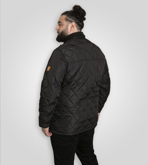 D555 Harborough Quilted Jacket with Corduroy Collar Black - Giubbotti - Giubbotti Uomo Taglie Forti