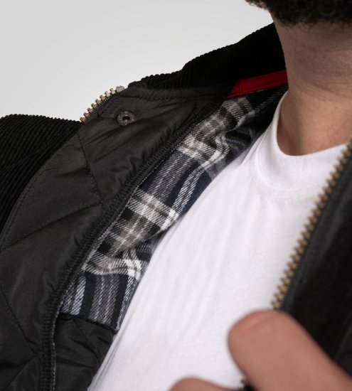 D555 Harborough Quilted Jacket with Corduroy Collar Black - Giubbotti - Giubbotti Uomo Taglie Forti