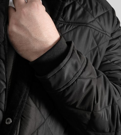 D555 Harborough Quilted Jacket with Corduroy Collar Black - Giubbotti - Giubbotti Uomo Taglie Forti