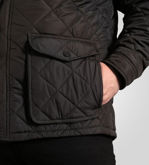 D555 Harborough Quilted Jacket with Corduroy Collar Black - Giubbotti - Giubbotti Uomo Taglie Forti