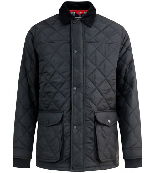 D555 Harborough Quilted Jacket with Corduroy Collar Black - Giubbotti - Giubbotti Uomo Taglie Forti