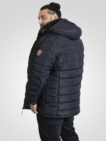 D555 Workington Giacca imbottita con cappuccio e fodera in sherpa blu navy - Giubbotti - Giubbotti Uomo Taglie Forti