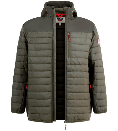 D555 Northfield giacca hybrid softshell con cappuccio kaki - Giubbotti - Giubbotti Uomo Taglie Forti